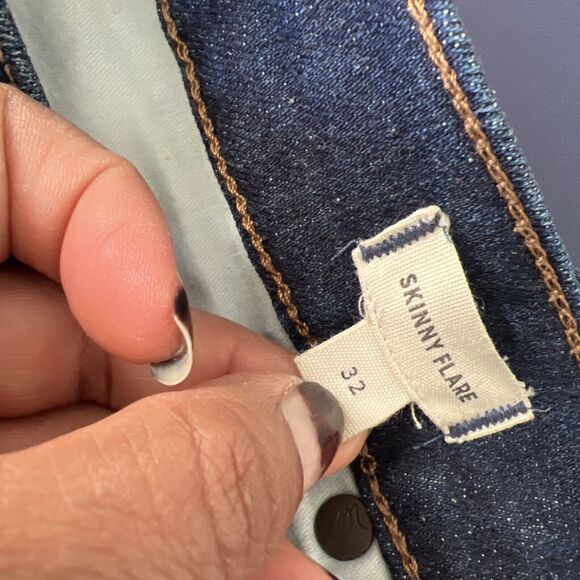 Madewell Womens 32 Fair Trade Dark Wash Classic‎ Stretch Skinny Flare Jean - Picture 9 of 11